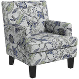 Fauteuil accent mi-siècle motif floral à clous