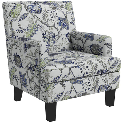 Fauteuil accent mi-siècle motif floral à clous