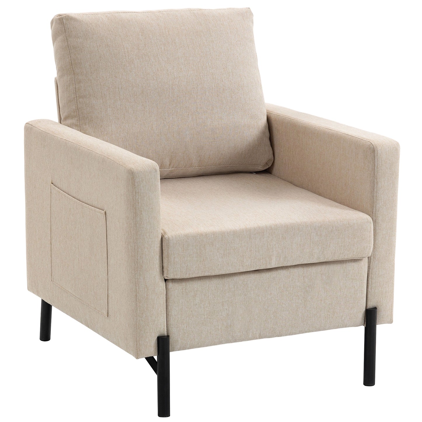 Fauteuil d'appoint rembourré avec poches latérales