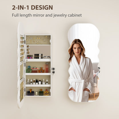 Armoire à bijoux murale avec miroir pleine longueur