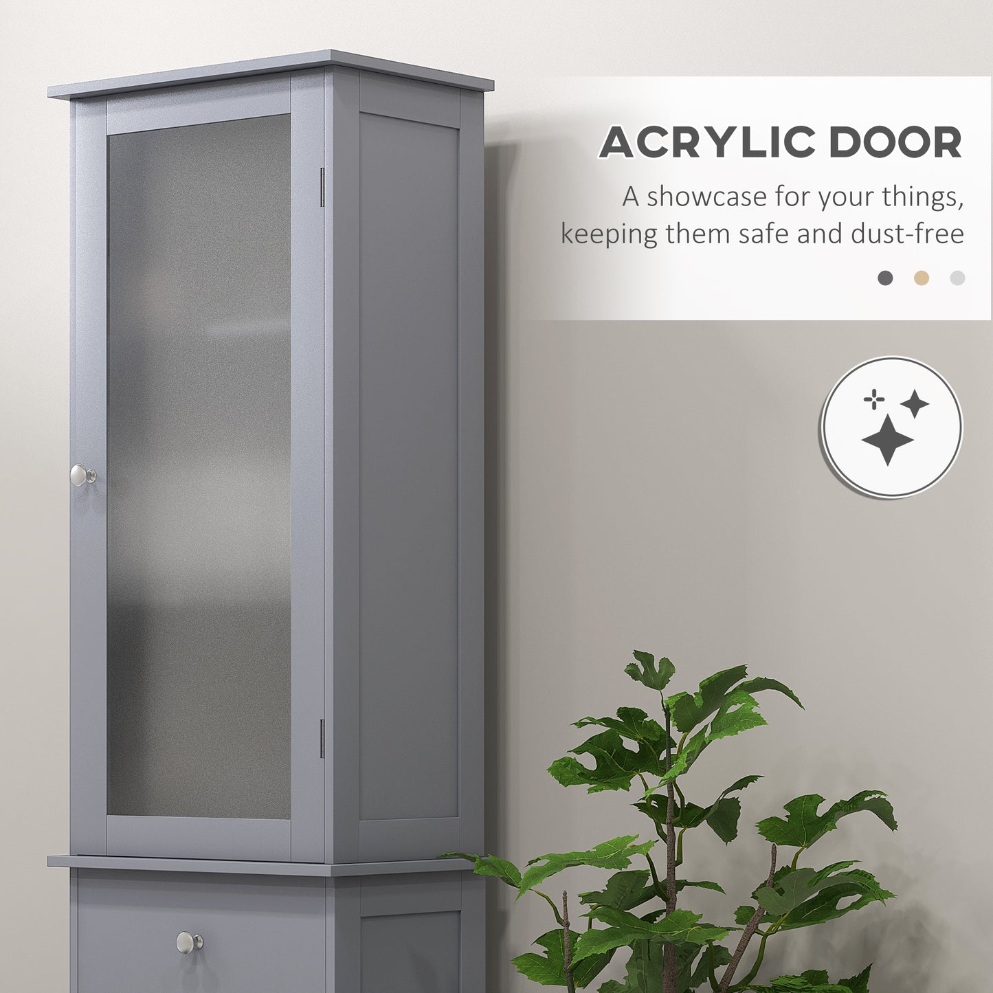 Armoire salle de bain haute avec tiroir et portes