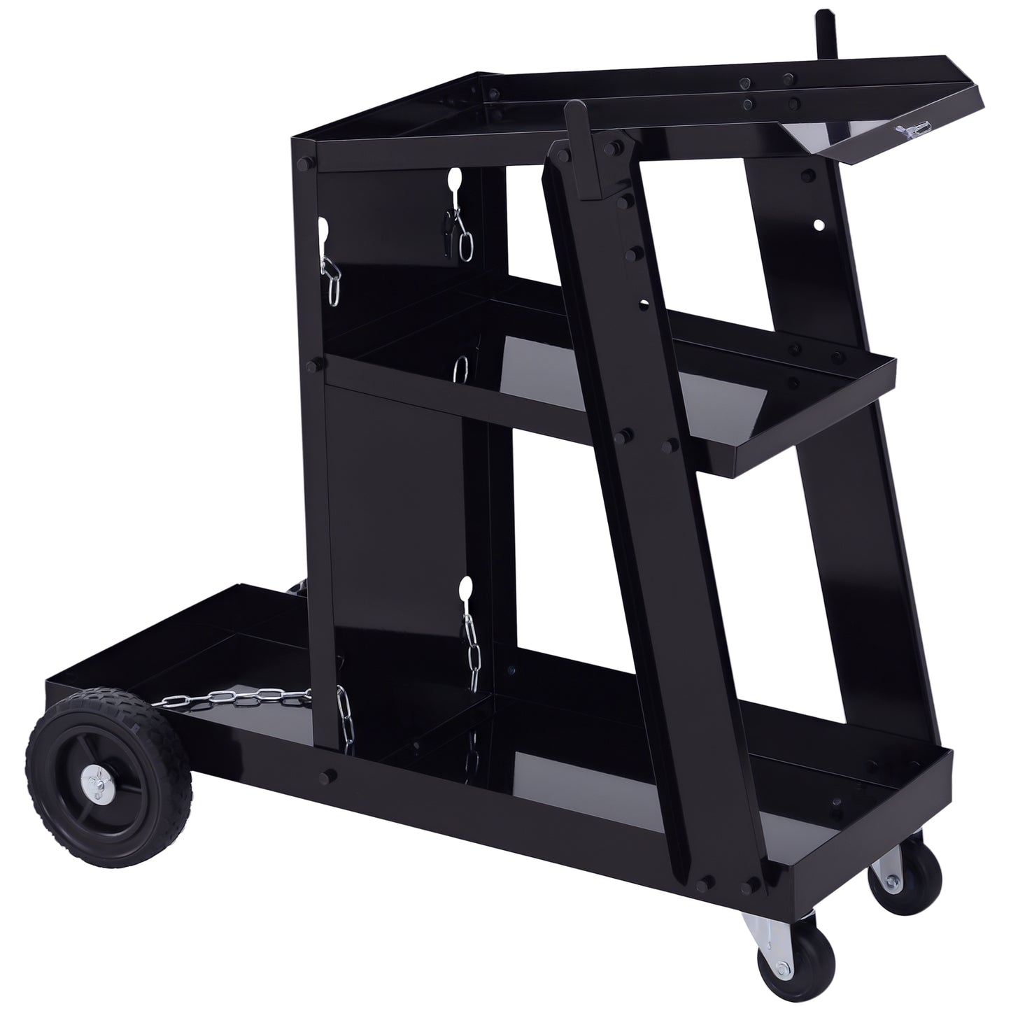 Chariot de soudage 3 tablettes avec chaînes de sécurité