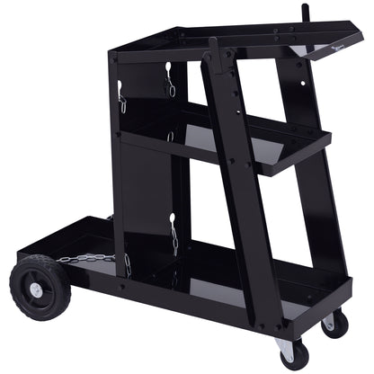 Chariot de soudage 3 tablettes avec chaînes de sécurité