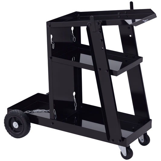 Chariot de soudage 3 tablettes avec chaînes de sécurité