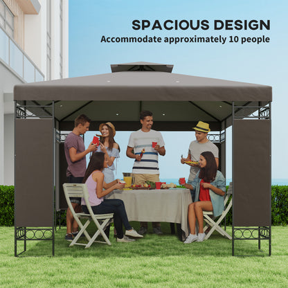 Gazebo double toit avec panneaux écran 3x3m