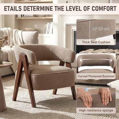 Fauteuil accent sherpa fleece pieds bois nordique