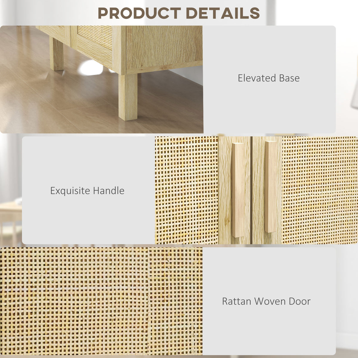 Buffet style boho en bois d'ingénierie
