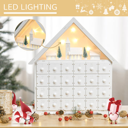 Calendrier de l'Avent Noël lumineux bois 24 jours
