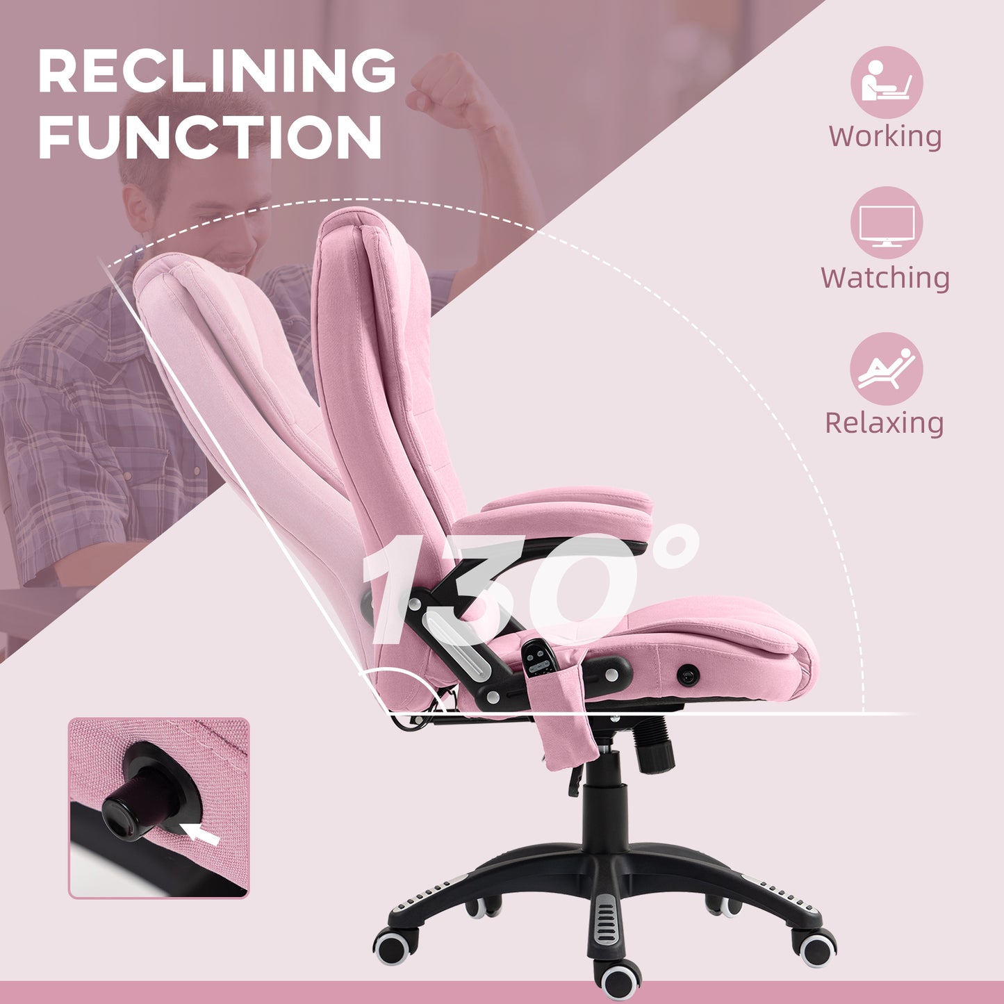 Fauteuil bureau massant inclinable dossier haut pivotant