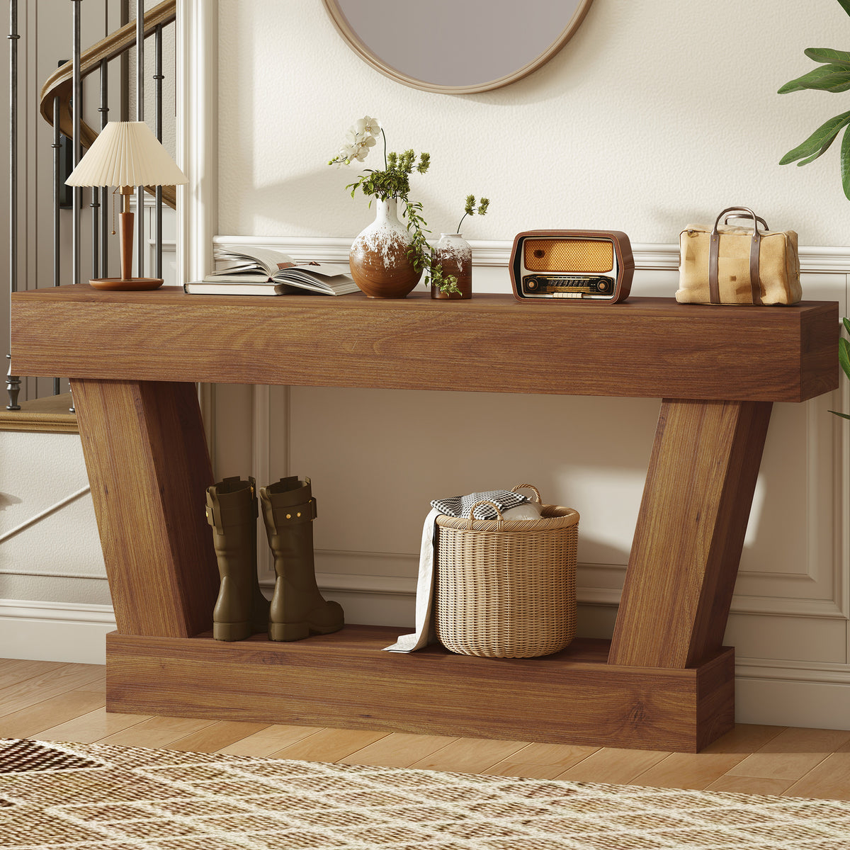 Console vintage pour entrée en bois d'ingénierie