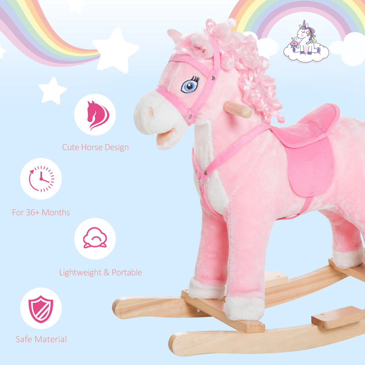 Cheval à bascule en peluche avec sons réalistes