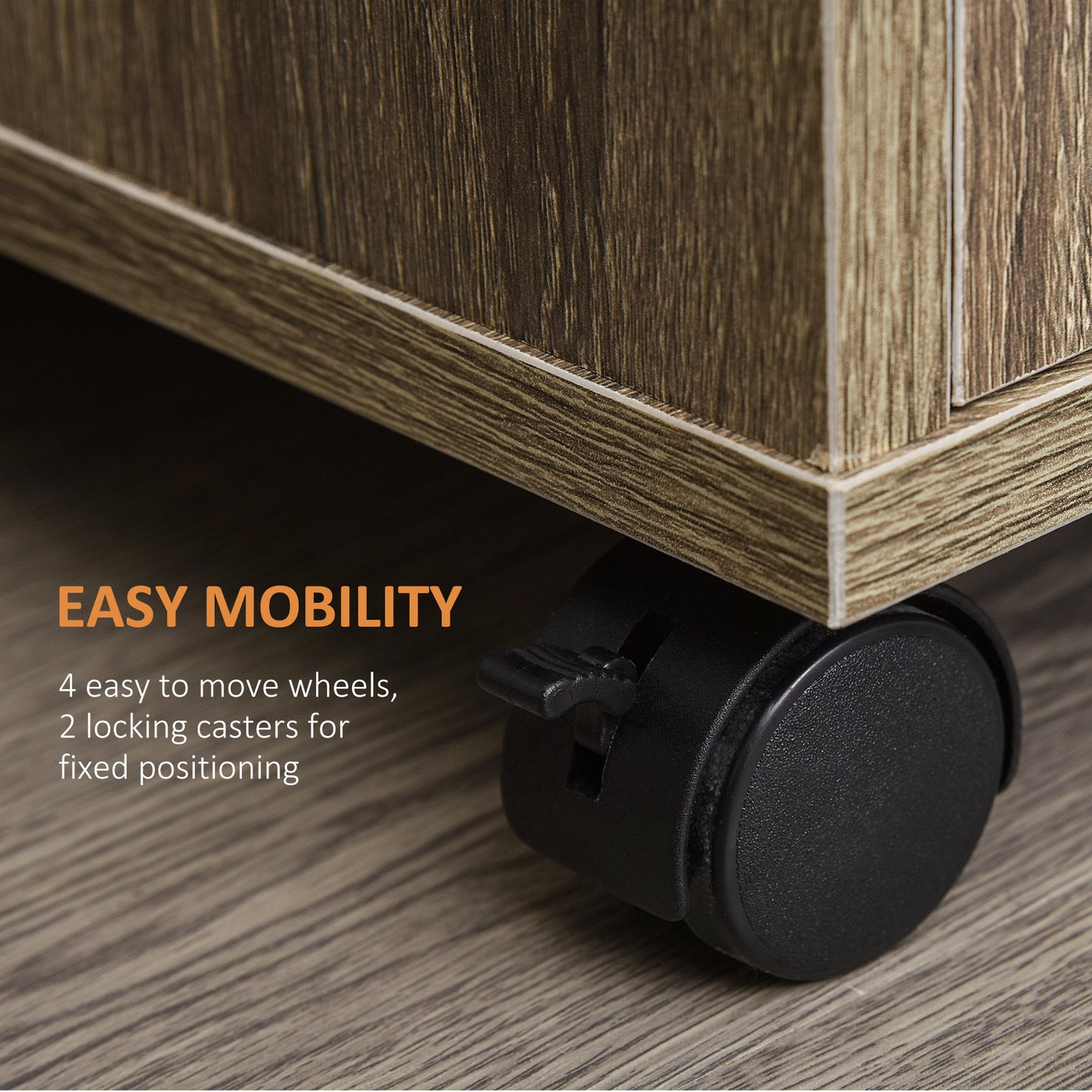 Chariot micro-ondes avec rangement et cabinet 2 portes