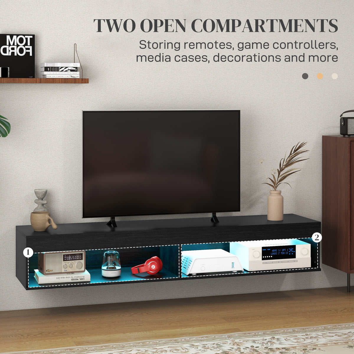 Meuble TV mural flottant avec lumières LED