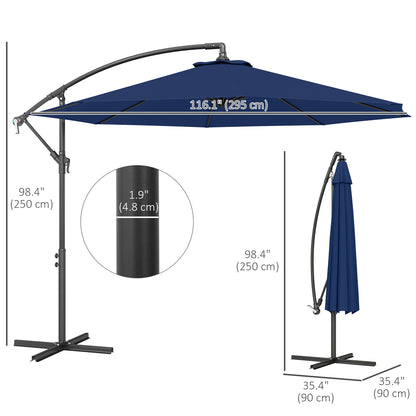 Parasol déporté patio 10 pieds cantilever avec base croisée