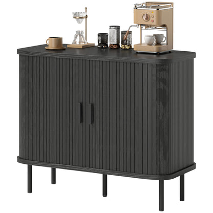 Buffet bahut nordique portes lamelles pieds métalliques