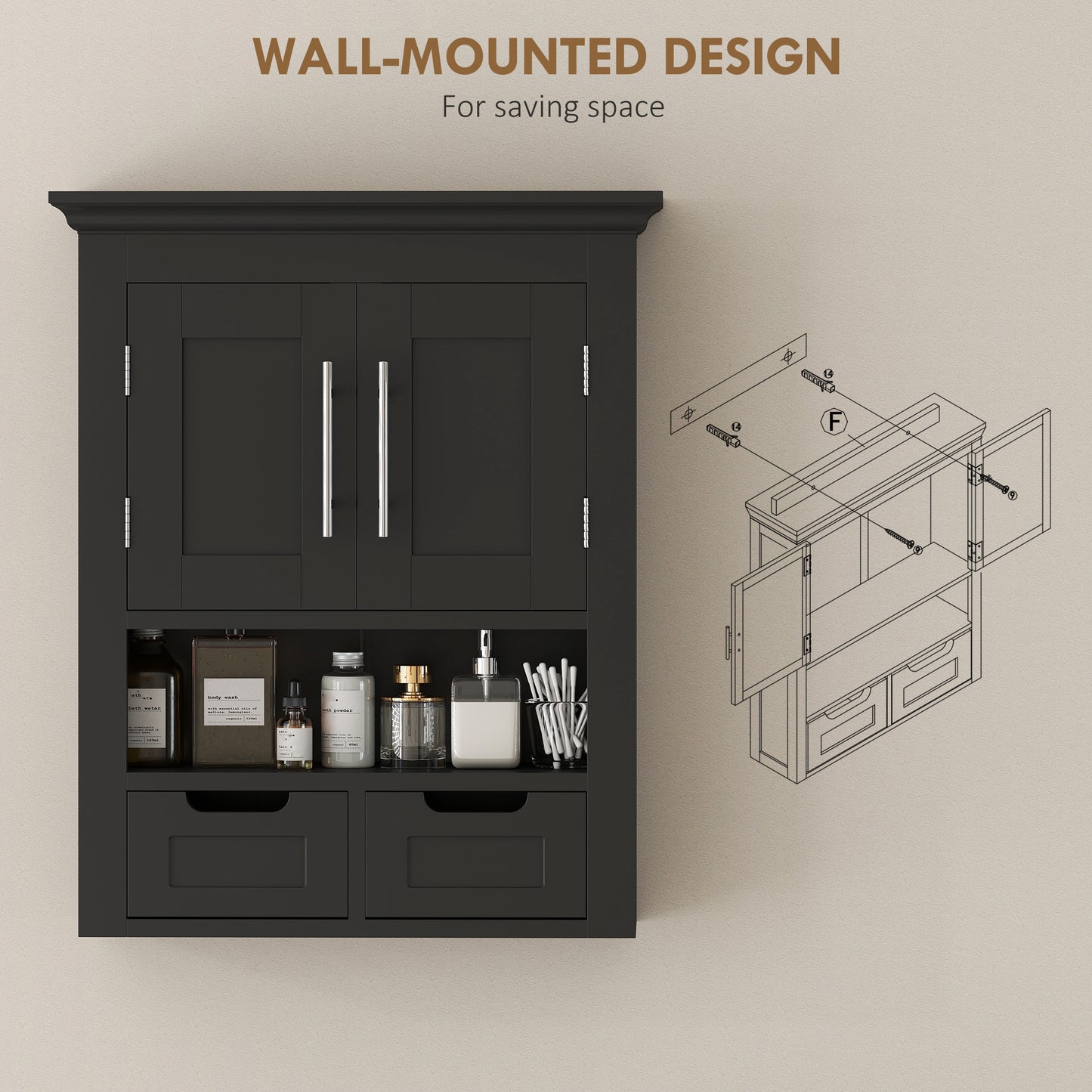 Armoire murale salle de bain avec couronne décorative