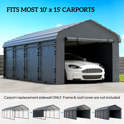 Ensemble de toiles latérales pour carport 3 x 4,6 m