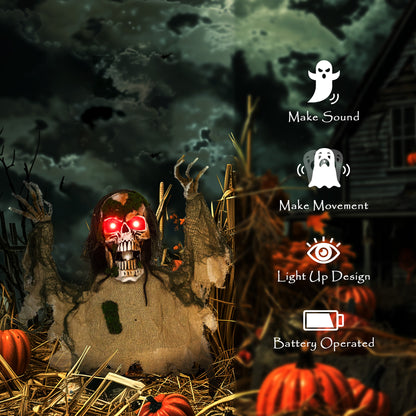 Squelette animé Halloween yeux LED lumineux
