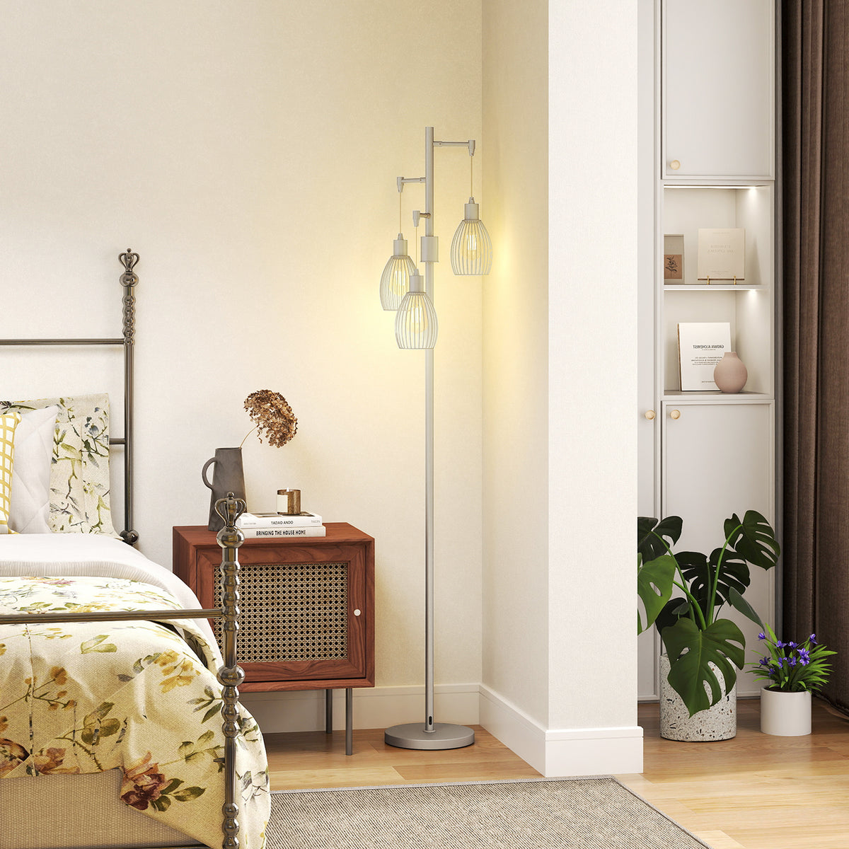 Lampadaire industriel 3 abat-jour suspendus, gradable