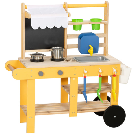 Cuisine boue enfant avec robinet, bac, tableau noir