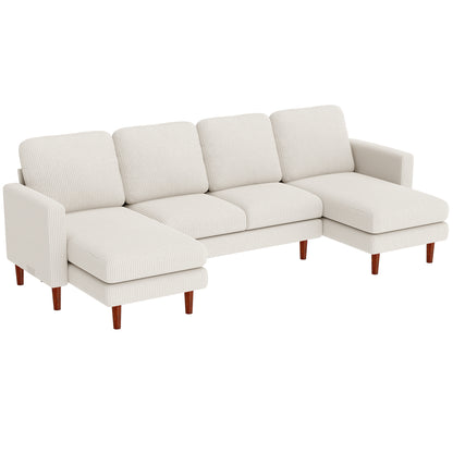 Sofa sectionnel en velours côtelé en U avec chaises longues doubles