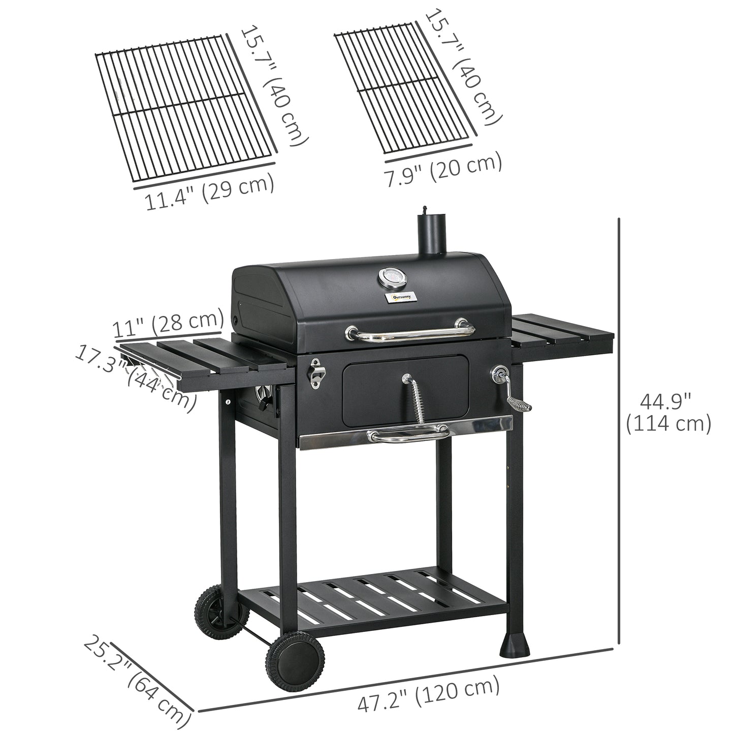BBQ au charbon avec fumoir et ajustement thermique