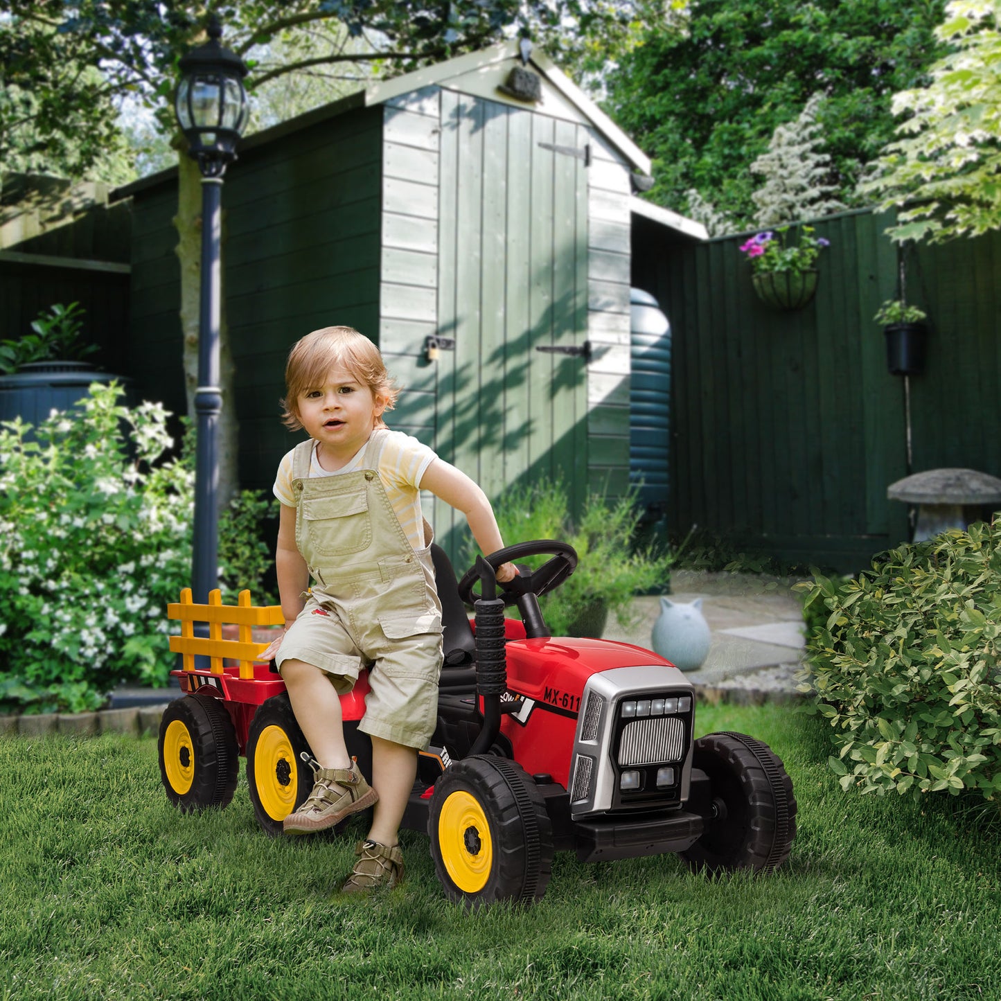 Tracteur électrique 12V pour enfants avec remorque