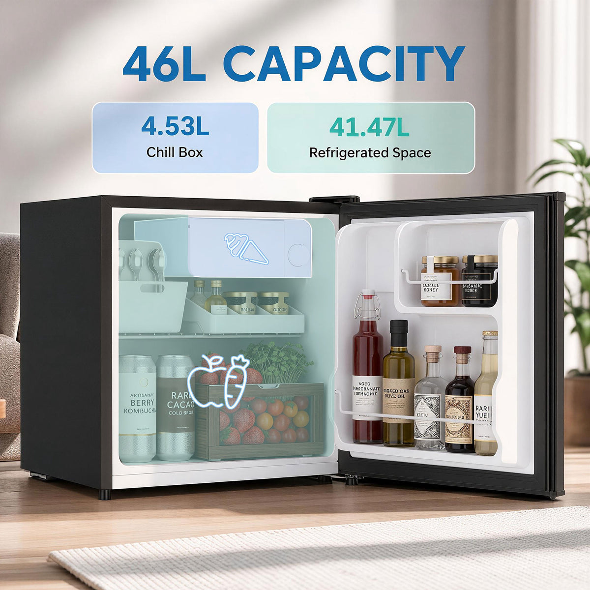 Mini-réfrigérateur compact avec compartiment congélateur