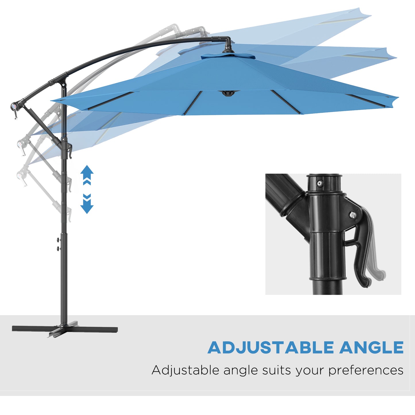 Parasol déporté patio 10 pieds cantilever avec base croisée