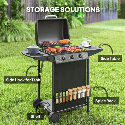 BBQ au Propane 3+1 Brûleurs Portable avec Brûleur Latéral