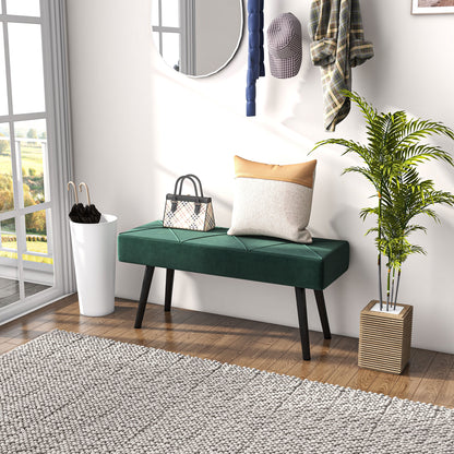 Banc de lit capitonné velours — pieds en acier