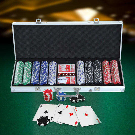 Ensemble de jetons de poker avec valise en aluminium — Lot de 500