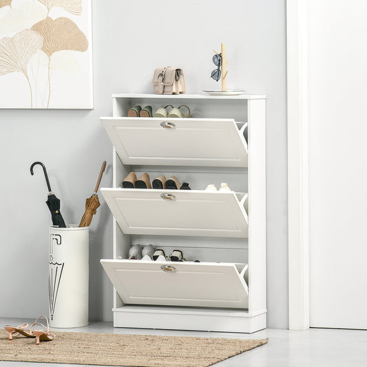 Meuble à chaussures étroit à 3 tiroirs abattants