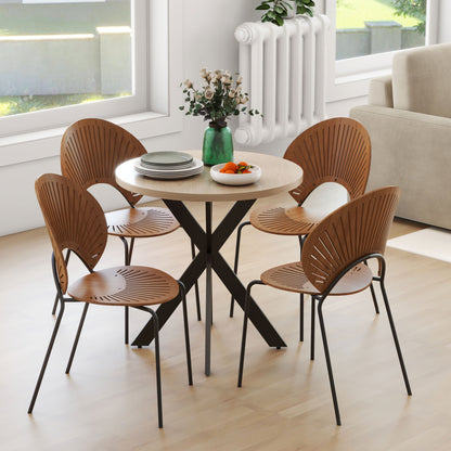 Table à manger ronde contemporaine 74 cm pieds croisés