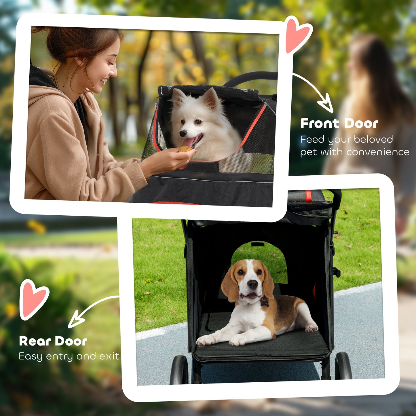 Poussette pliable pour animaux roues universelles amortisseurs