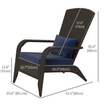 Fauteuil Adirondack rotin extérieur avec coussins