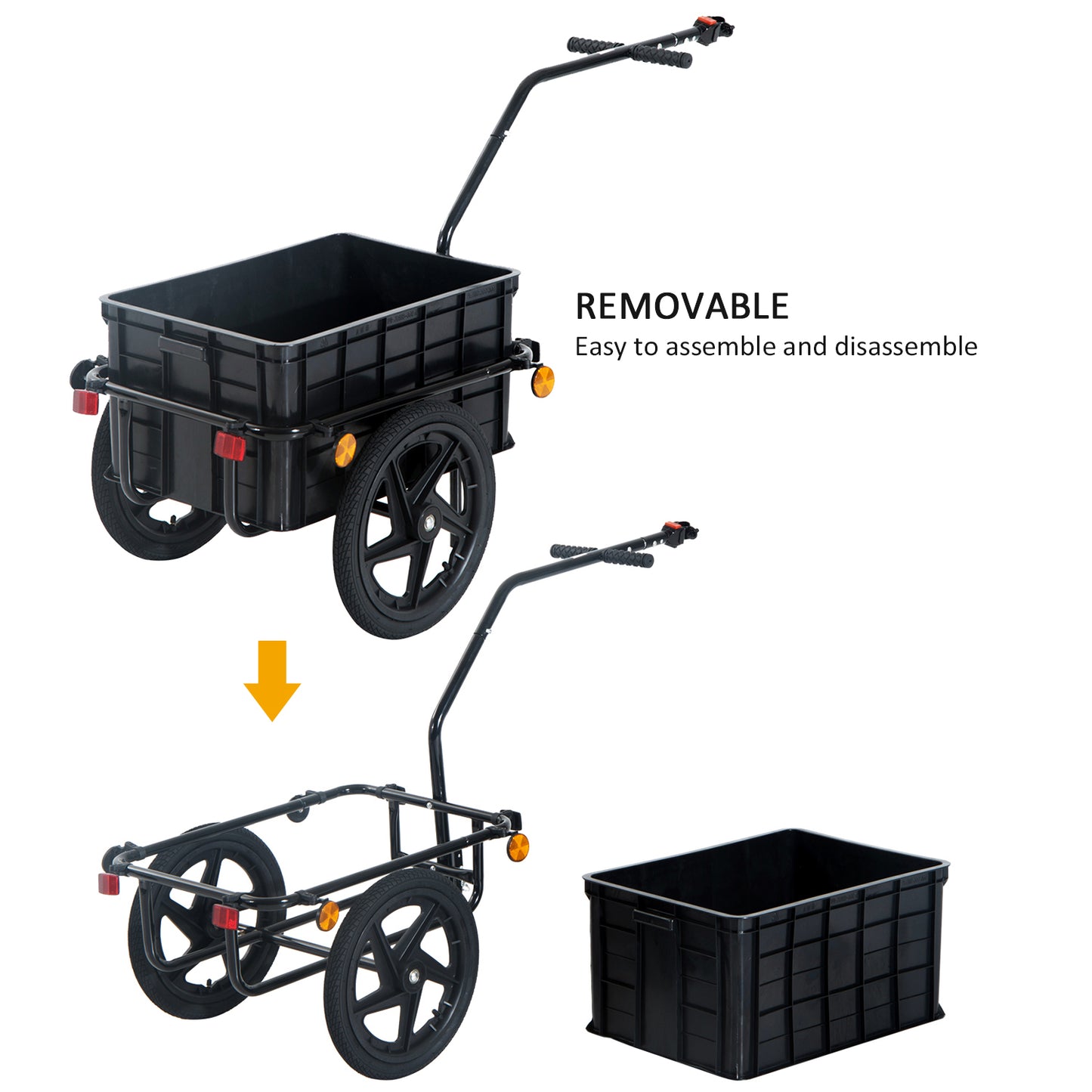 Remorque cargo vélo roues gonflables grande capacité