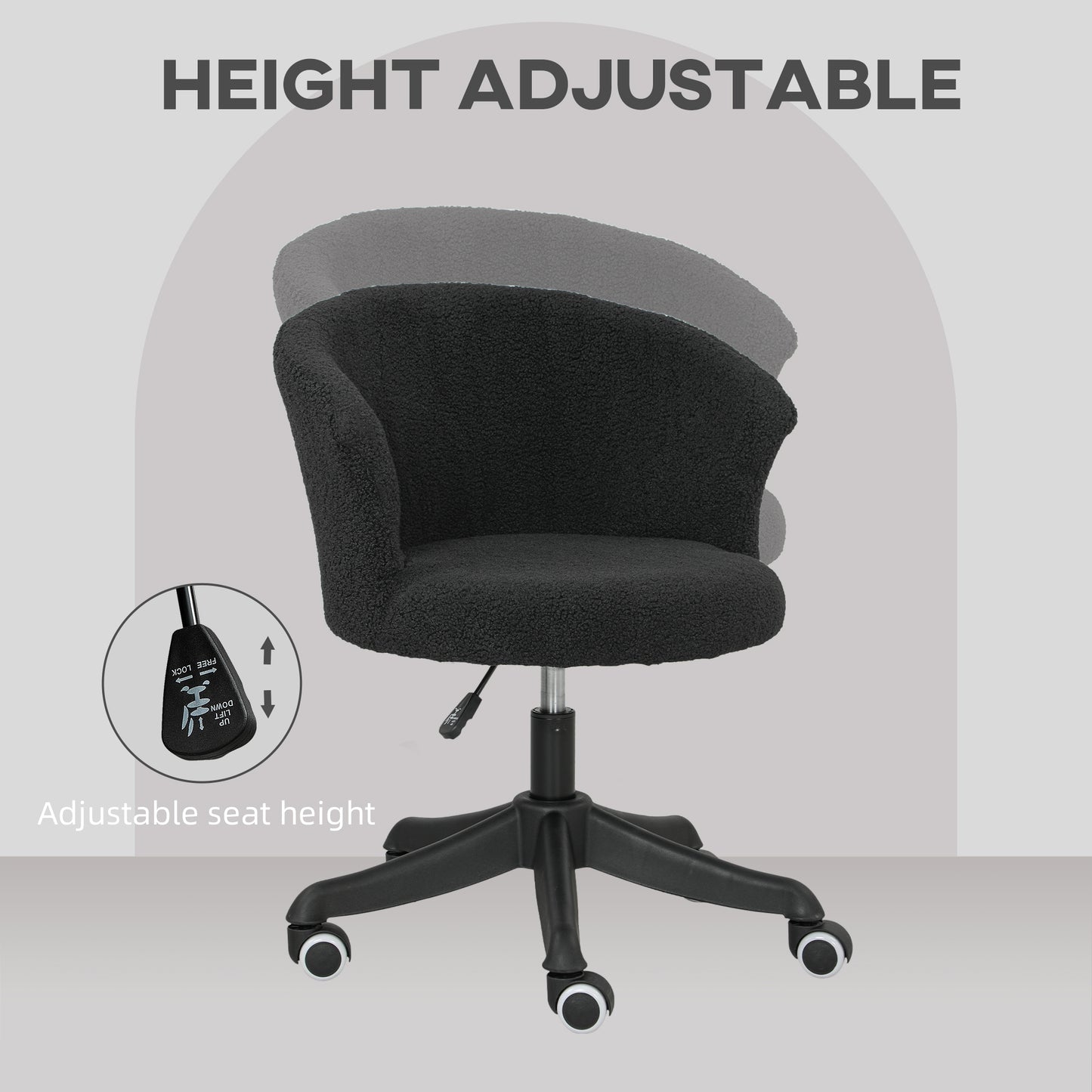 Chaise bureau sans bras hauteur réglable roulettes pivotantes