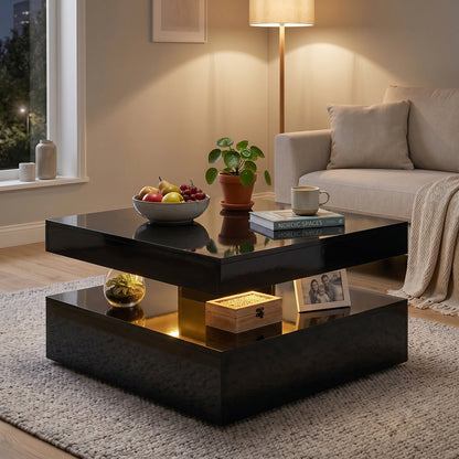 Table basse LED 2 niveaux haute brillance