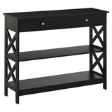 Table console étroite 99 cm avec tiroirs et étagères