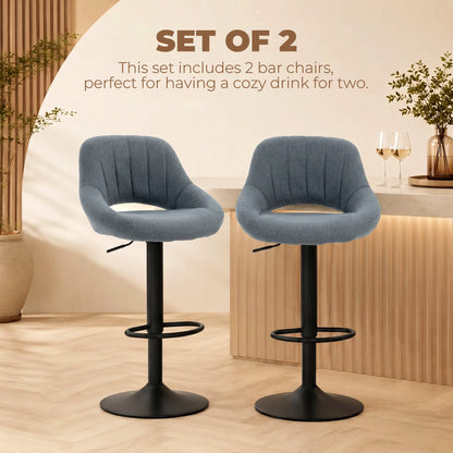 Tabourets de bar pivotants ajustables en lin — Ensemble de 2