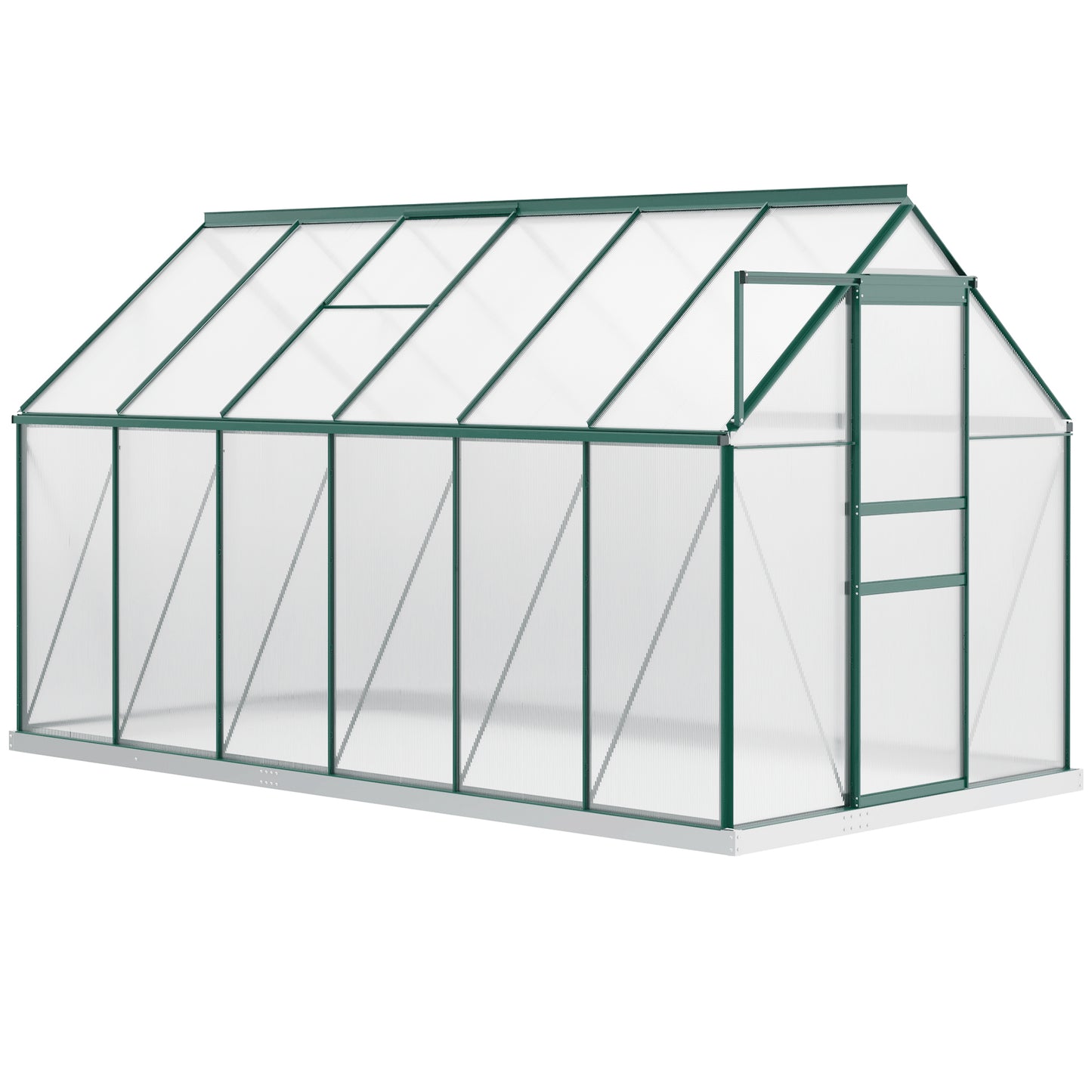  190x375x199cm Charcoal Grey Polycarbonate Greenhouse with Ventilation