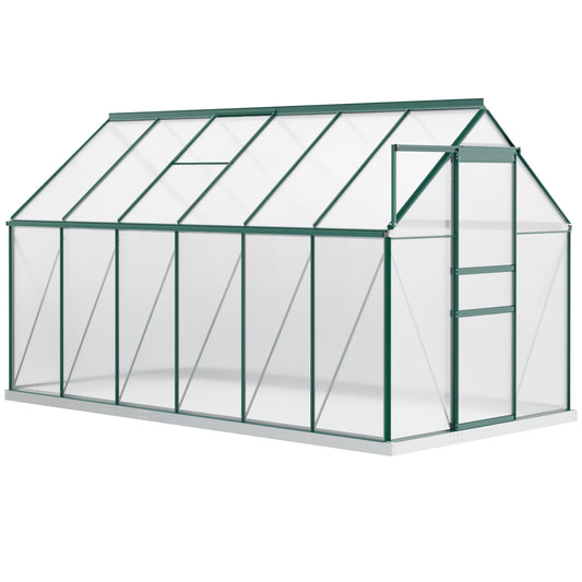 190x375x199cm Charcoal Grey Polycarbonate Greenhouse with Ventilation