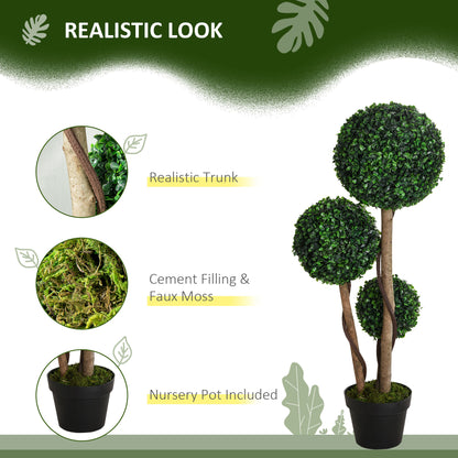 Arbre topiaire artificiel triple boule en pot