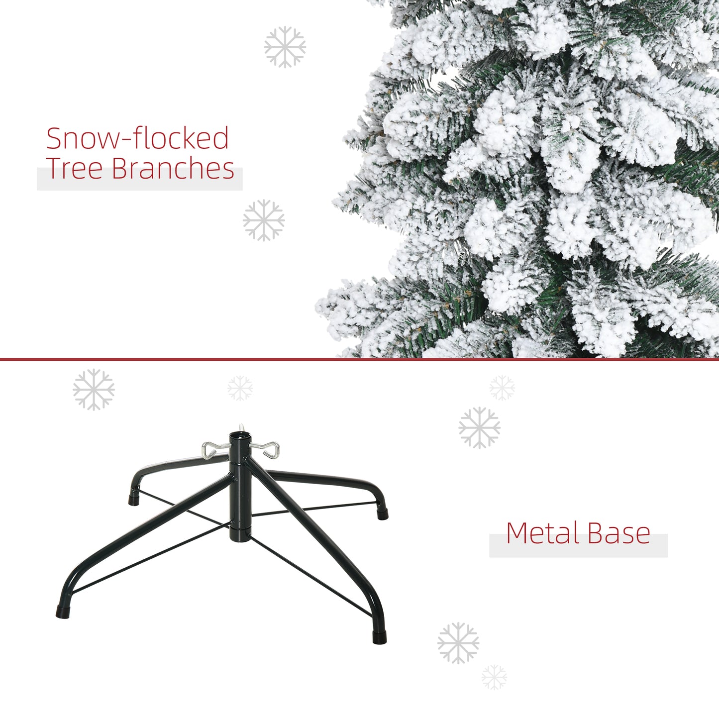 Sapin de Noël artificiel enneigé mince 213 cm