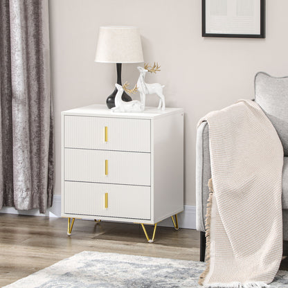 Commode de rangement 3 tiroirs sur pieds en métal