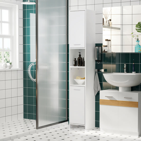 Meuble de salle de bain haut étroit en bois
