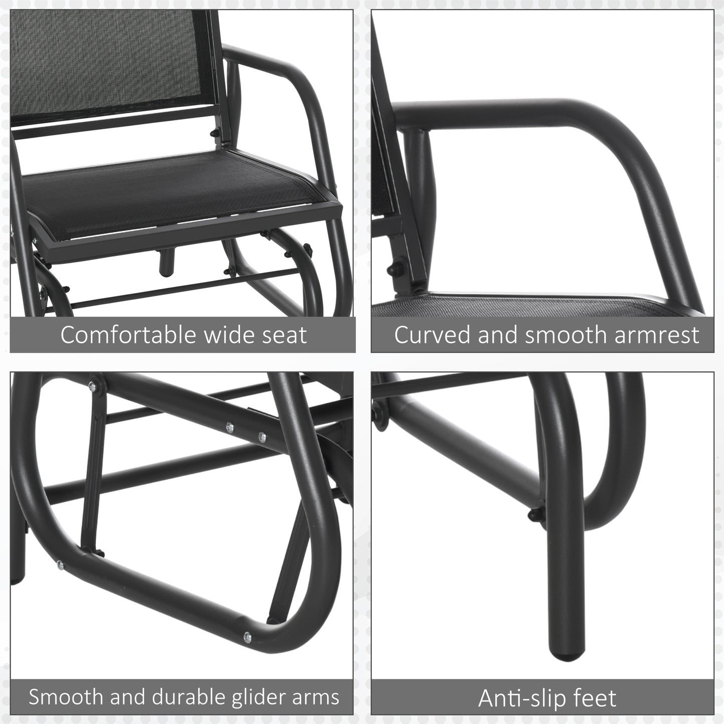 Chaise balançoire d'extérieur à glissement en acier