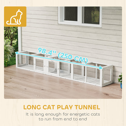 Tunnel pour chat extérieur modulaire 8 portes 249 cm