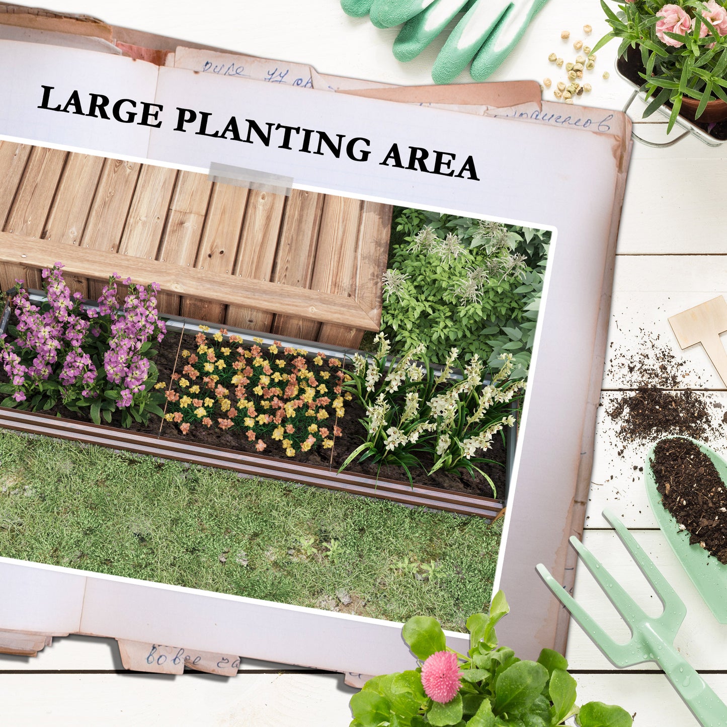 Bac surélevé galvanisé 8'x2'x1' pour jardin